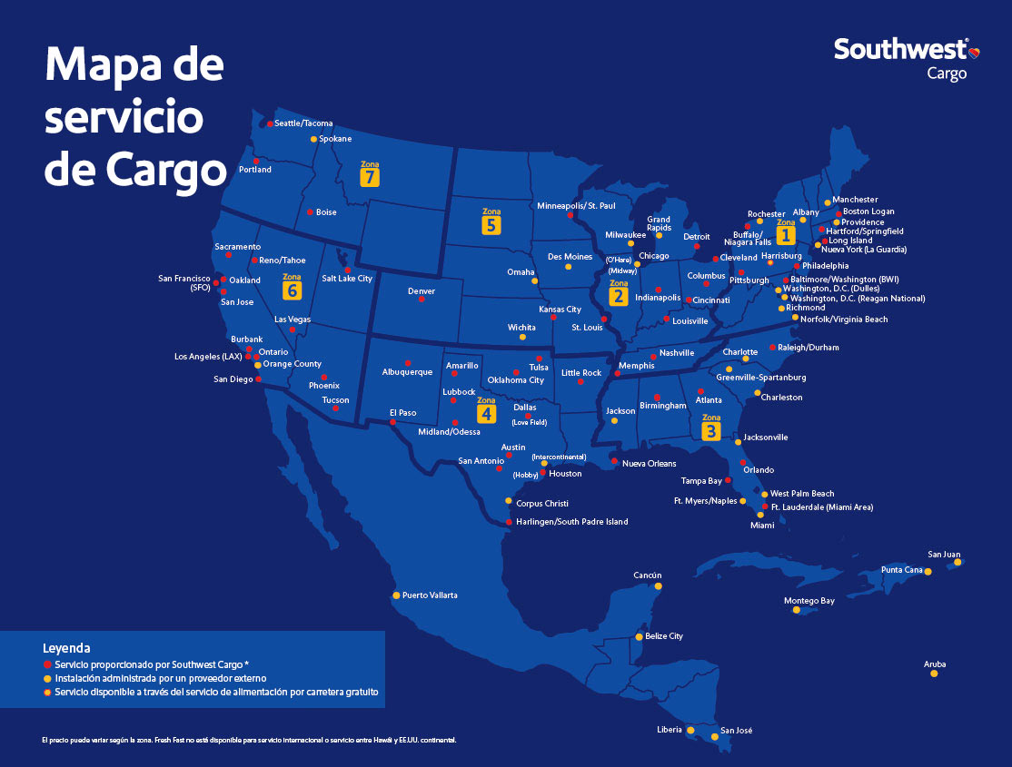 Mapa de los puntos de Cargo